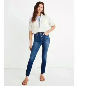 Madewell 10" High Rise Skinny Crop Jeans Button-Front TENCEL Denim Edition 27